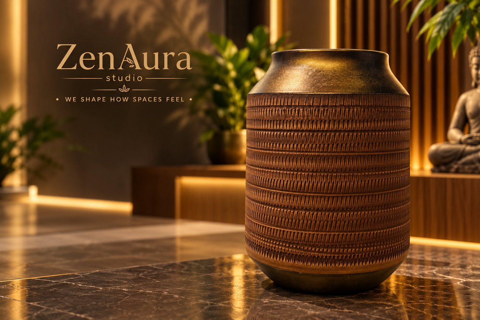 Antique Bronze Textured Vase – Luxury Rustic Decorative Flower Vase