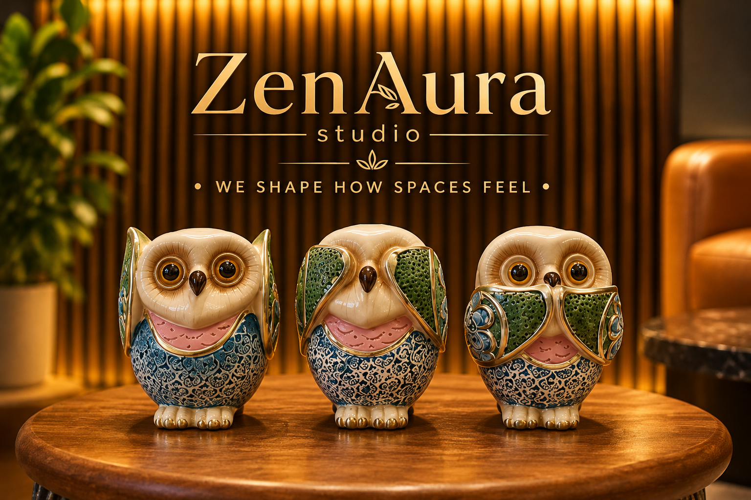 Three Wise Owls – See No Evil, Hear No Evil, Speak No Evil Sculpture Set