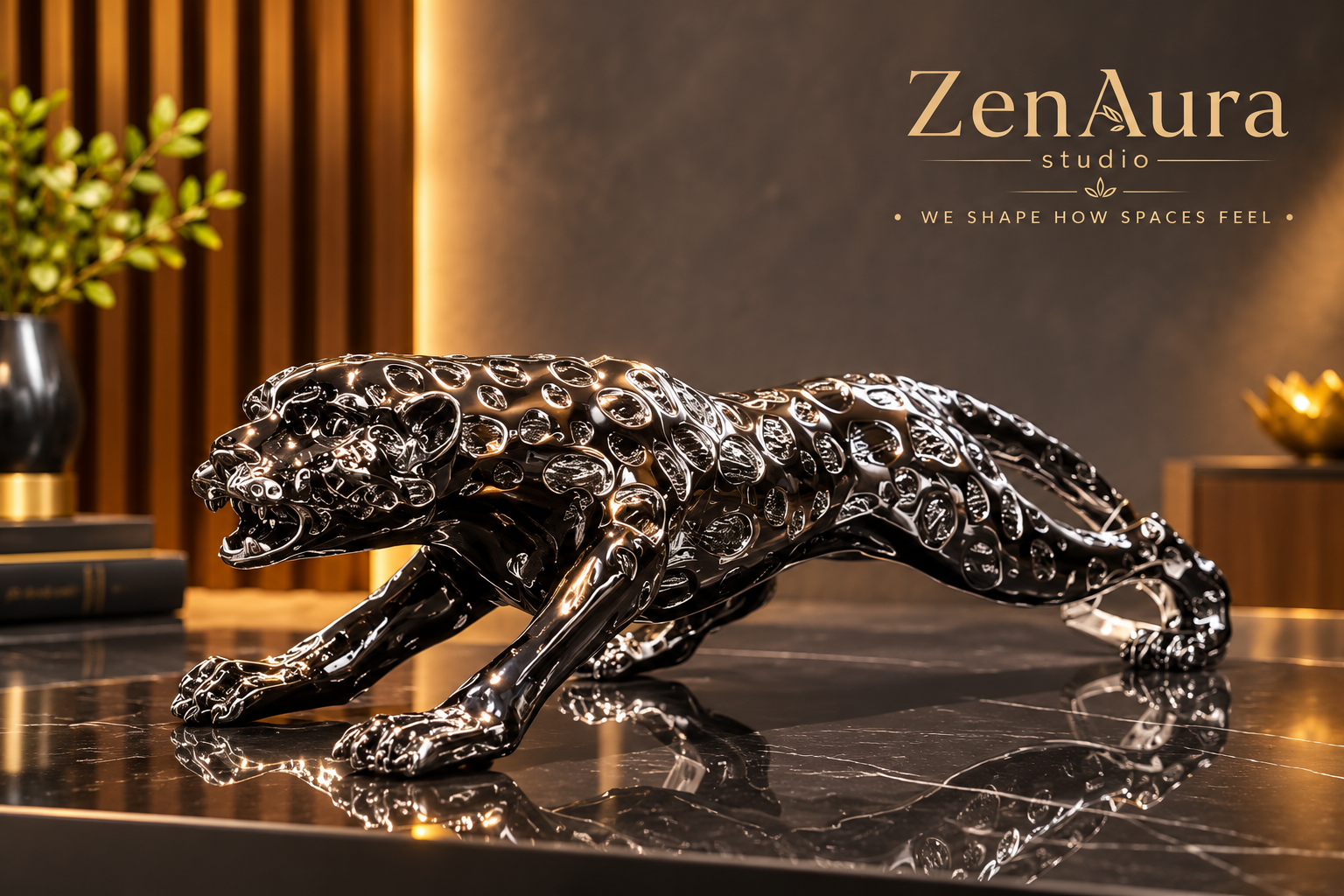 Midnight Prowler – Black Panther Sculpture | Luxury Wildlife Decor