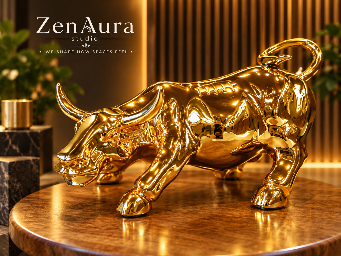Golden Charge – Majestic Bull Sculpture