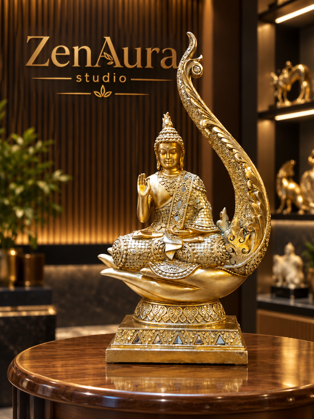 Bodhi Crescent – Serene Buddha Sculpture