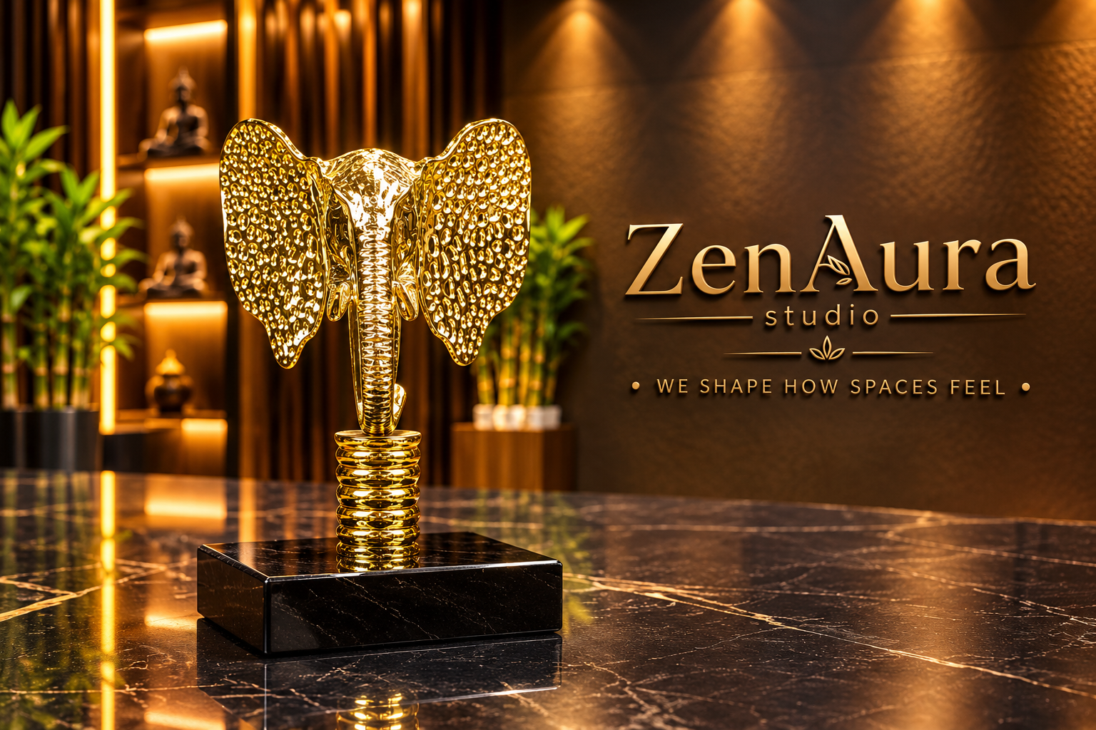 Royal Gaj Gold Elephant Head Sculpture – Luxury Statement Decor