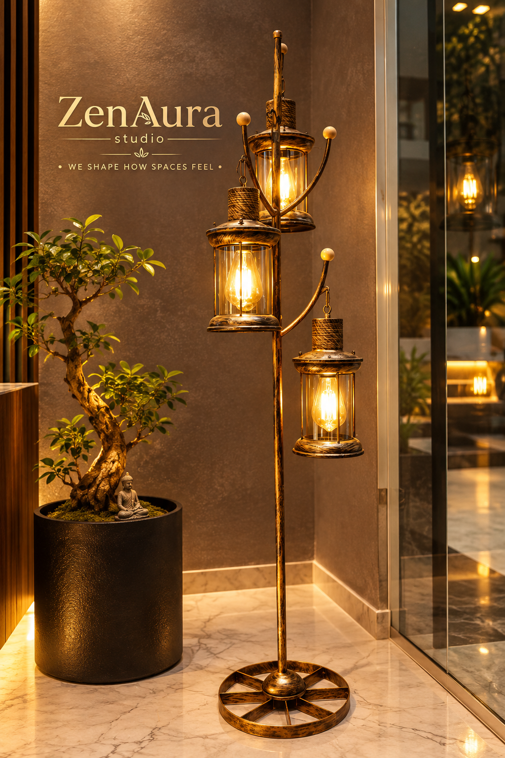 Trinity Lantern – Vintage Three-Light Floor Lamp