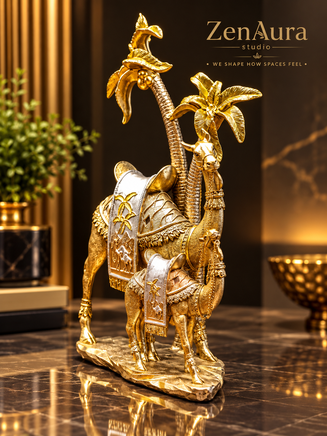 Maru Oasis – Royal Camel Pair Sculpture- Big