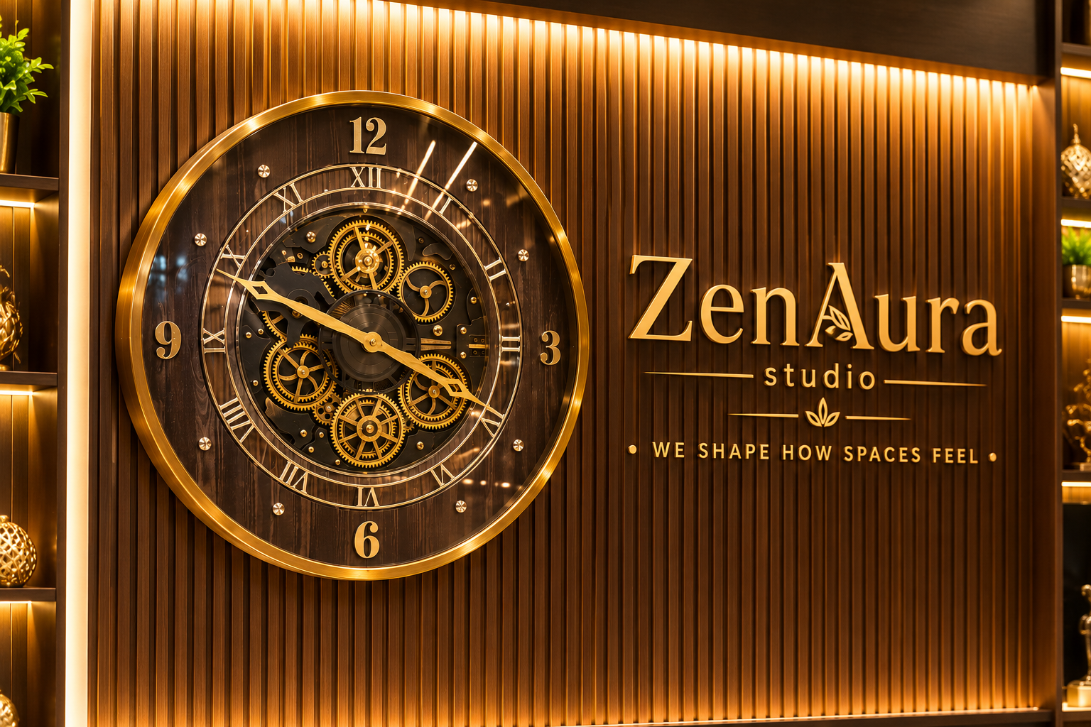 Royal Heritage Gear Wall Clock – 24 Inch Gold & Black