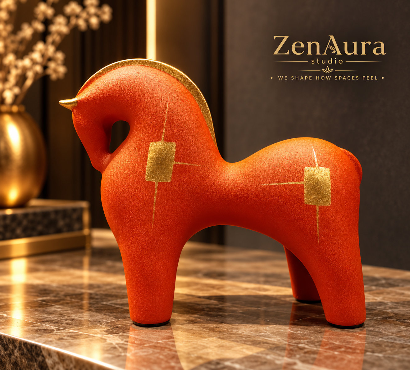 Crimson Equus – Sculptural Horse Decor-Small