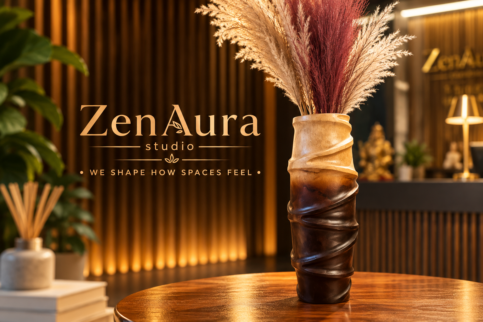 Aurelia Spiral Sculptural Vase – Dual-Tone Wooden Decorative Flower Vase