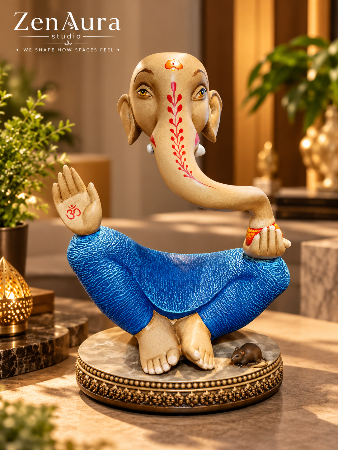 Divine Ananta Ganesha – Contemporary Blue Meditation Idol (9 Inch)