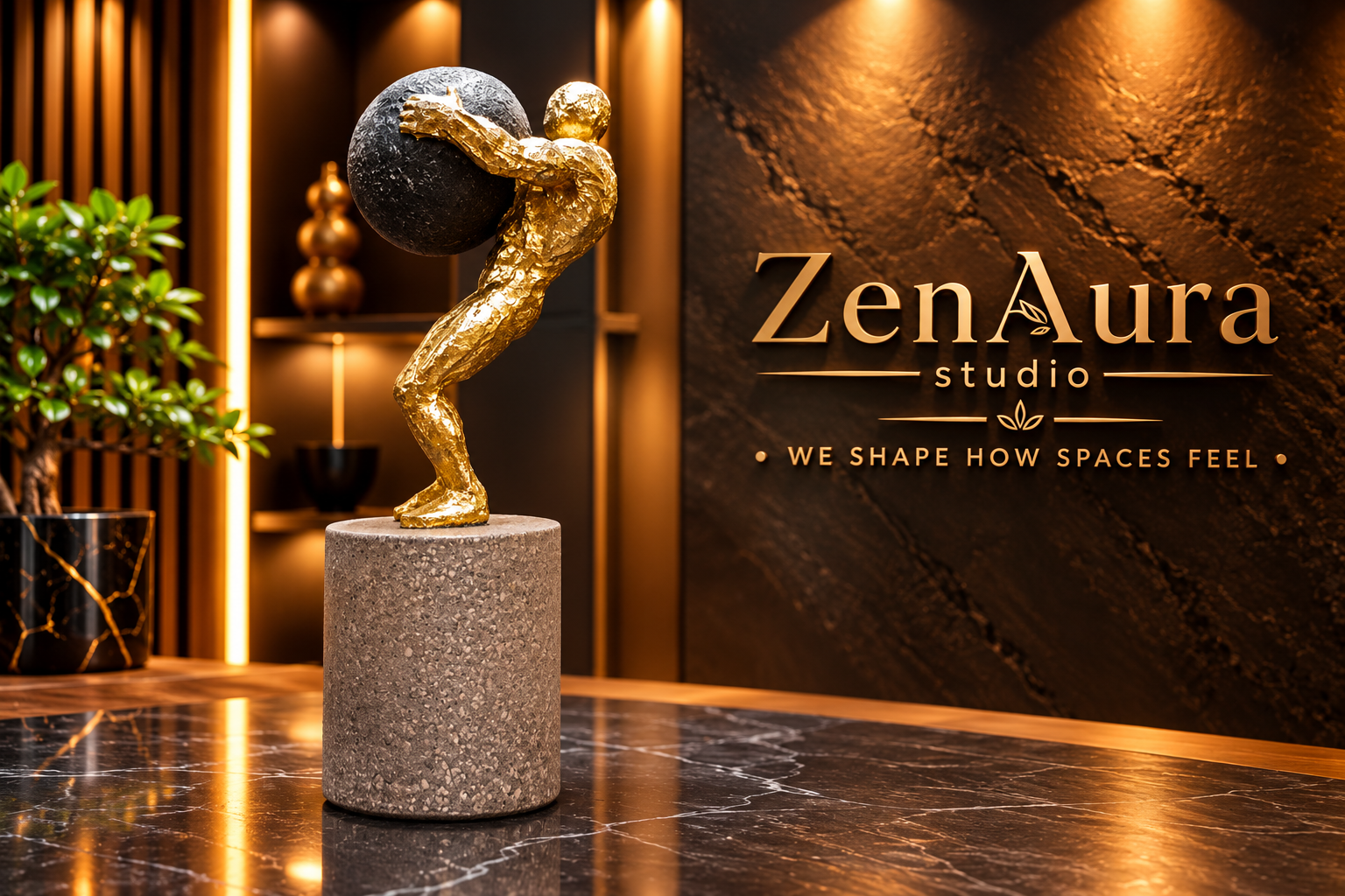 Atlas Gold Strength & Resilience Sculpture – Luxury Abstract Human Figurine