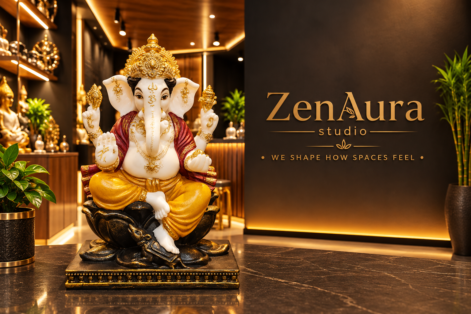Divine Blessings Ganesha Idol – Royal Gold & Red Finish
