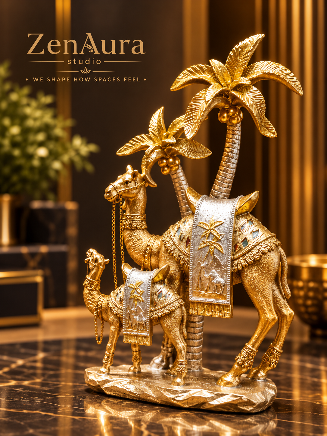 Maru Saathi – Royal Camel Pair Sculpture-S