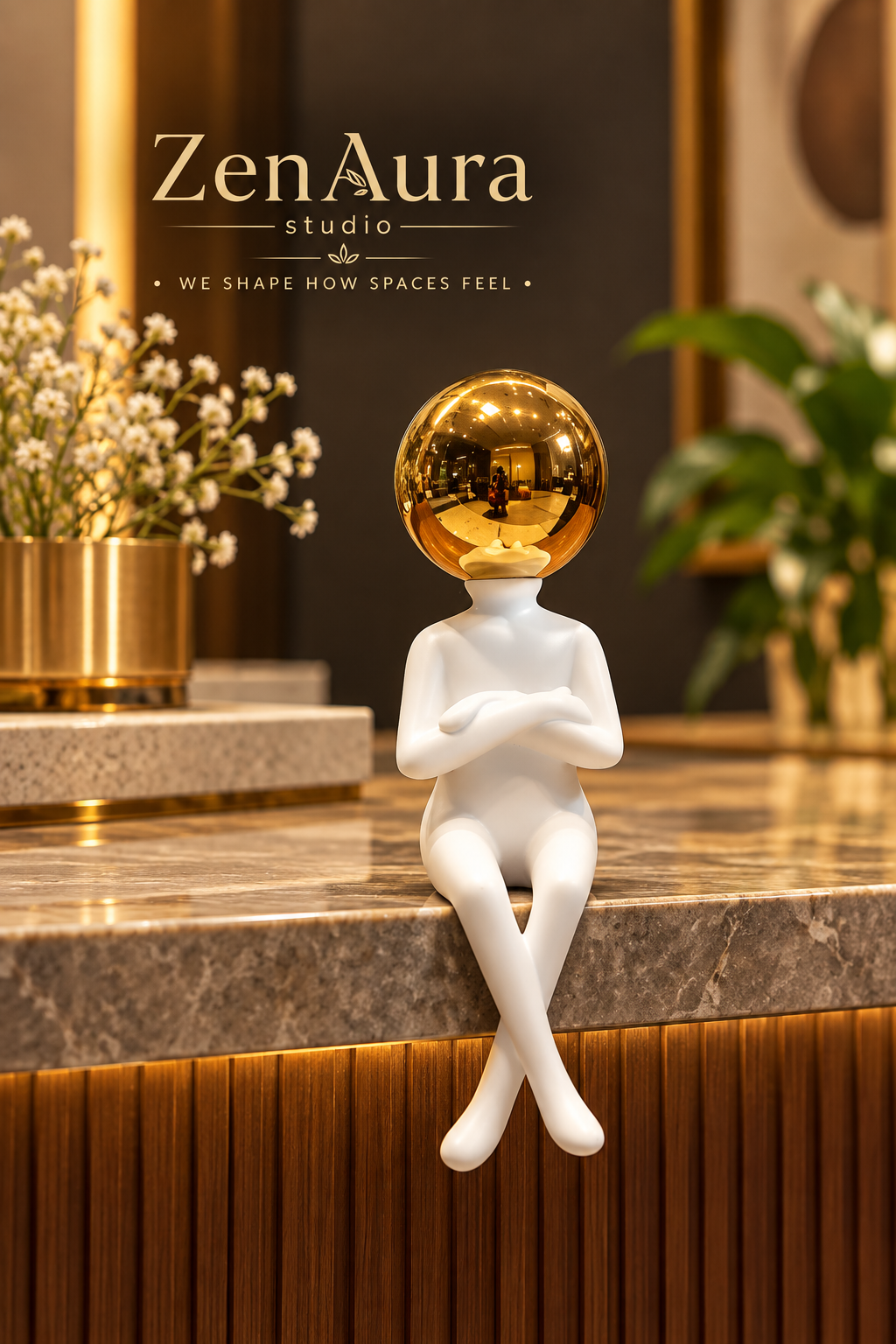 Golden Reflection – Sitting Figurine