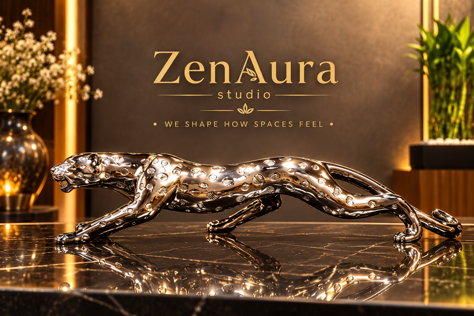Silver Sprint Leopard Sculpture – Luxury Wildlife Decor