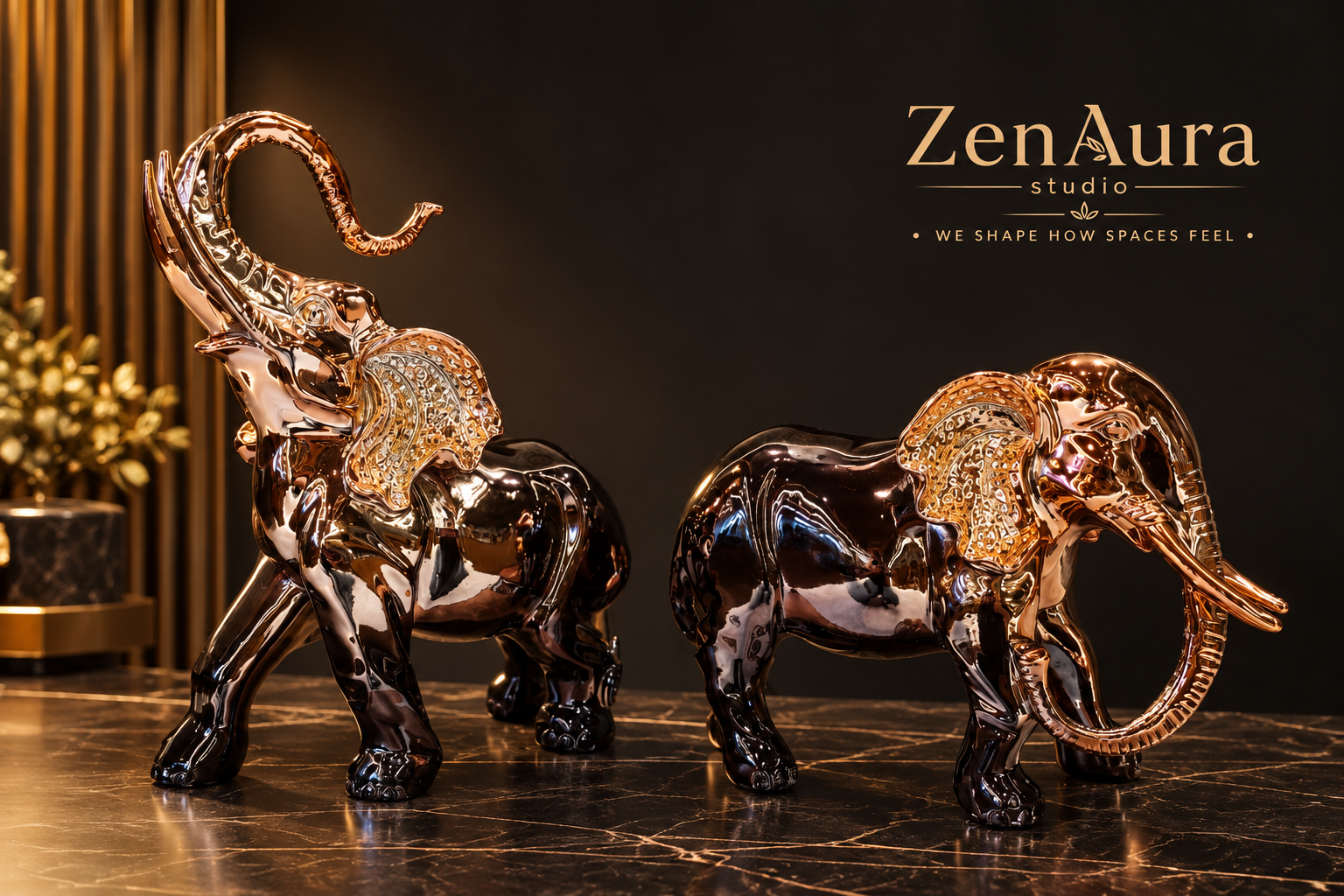 Royal Gajraj Duo – Luxury Elephant Sculpture Set