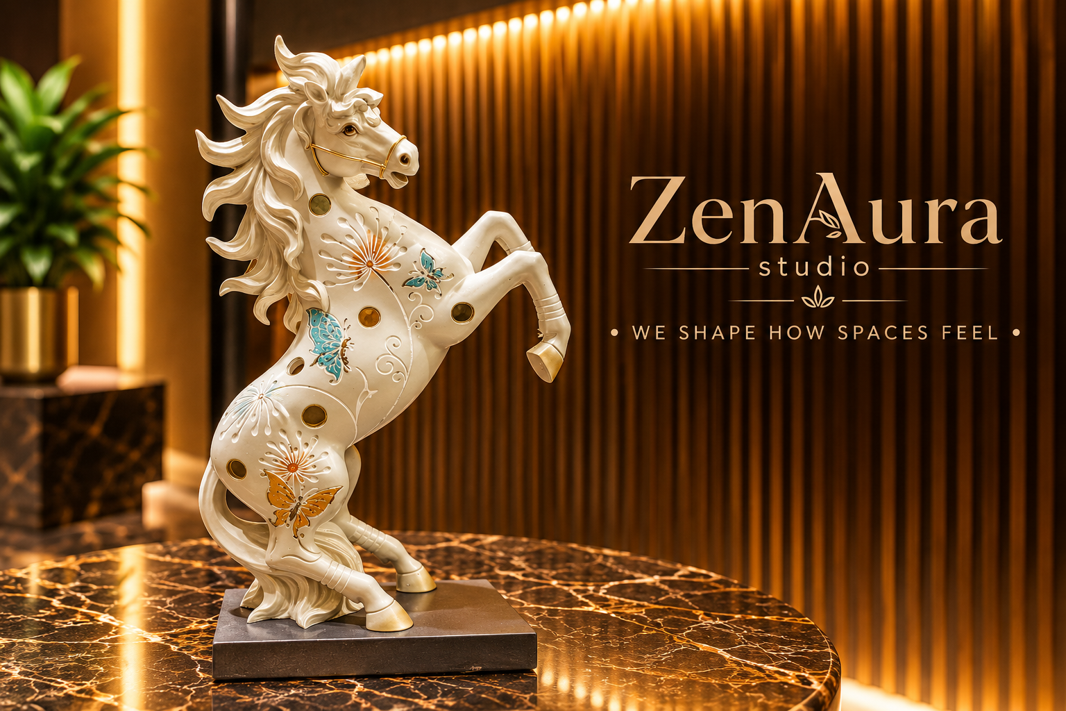 Floral Majesty – Rearing Horse Sculpture